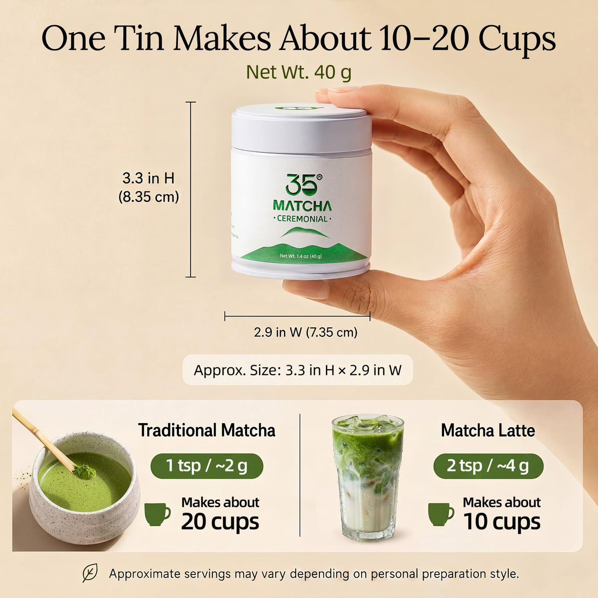35°N MATCHA 40g/1.4 oz USDA Organic Ceremonial Grade Matcha Powder