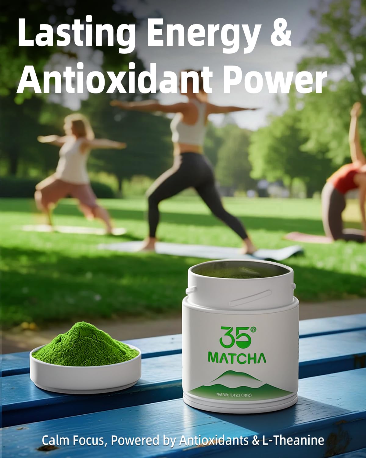 35°N MATCHA Organic Ceremonial Grade Matcha Powder, USDA Certified, 100% Pure Green Tea, First Harvest, No Additives, High in Antioxidants, L-Theanine & EGCG, Smooth Taste for Lattes & Baking, 1.4oz (40g)